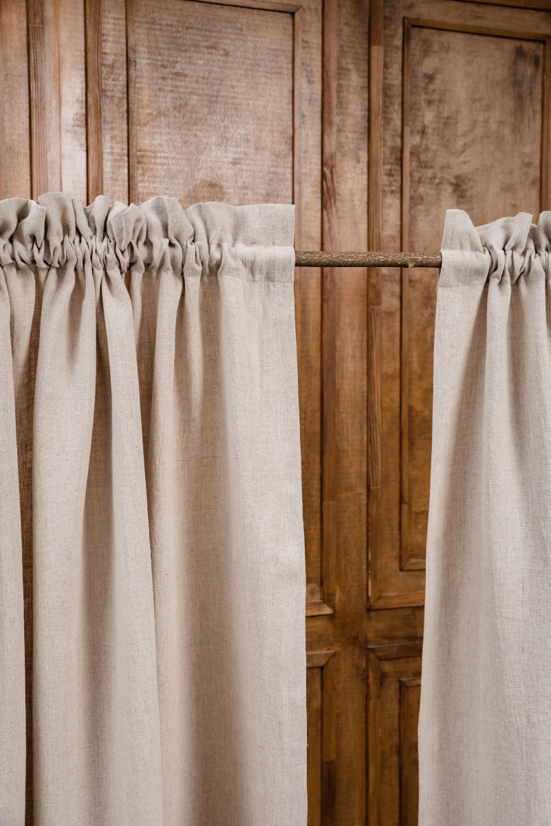 Window Curtains | Rod Pocket Linen Curtain Panel with Header