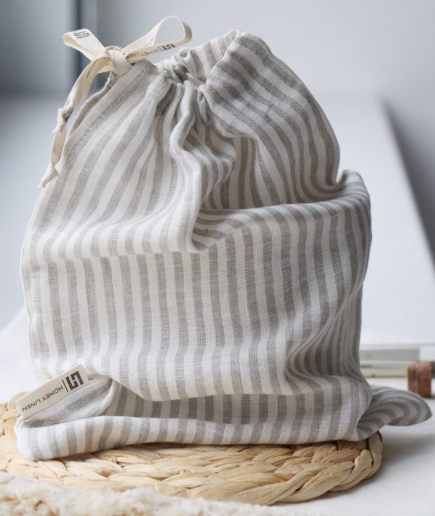 Set Of 3 Linen bread bag vegan food bags reausable Handmade storage bag linen 