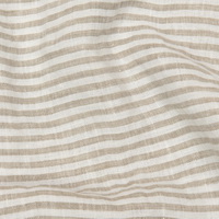 Natural flax striped linen fabric swatch – 100% linen colour sample