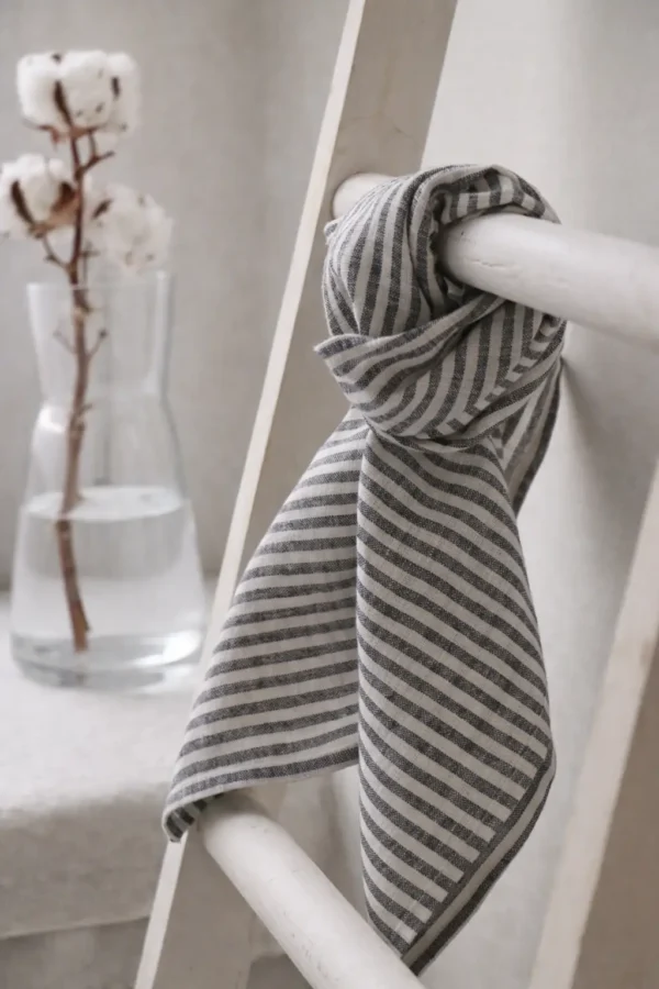 Linen Tea Towel in Black Stripe