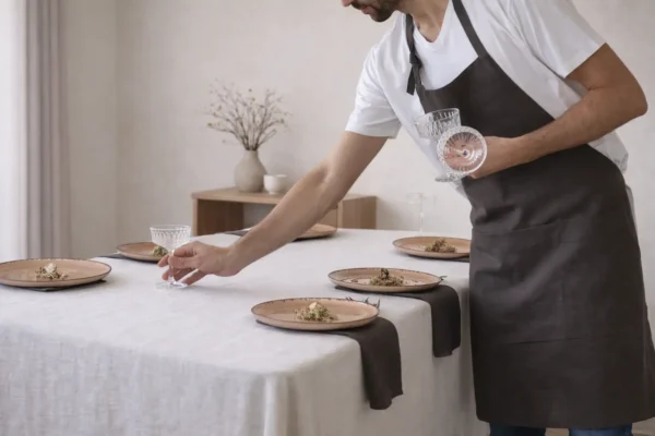 Linen Apron in Brown