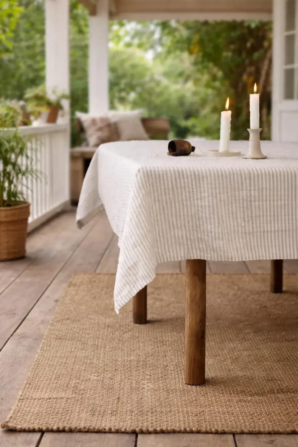 Linen Tablecloth with Stripes