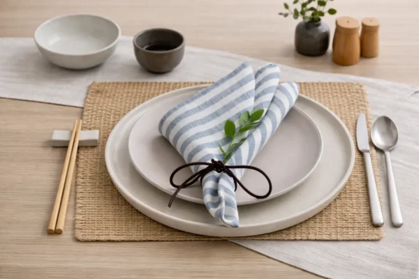 Linen Napkin Set of 2 in Blue Stripes