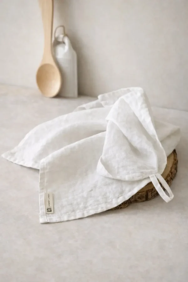 Linen Tea Towel in White