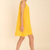 yellow short linen dress