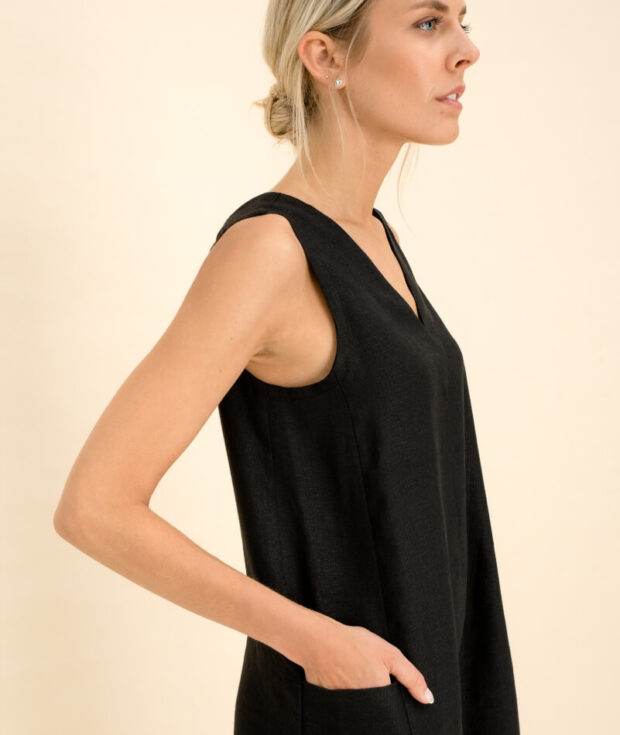 Linen V-Neck Dress