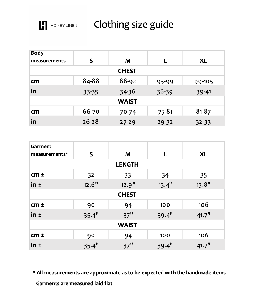 linen top size guide