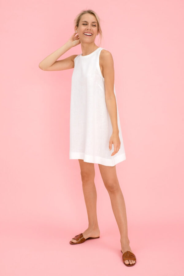 white short linen dress