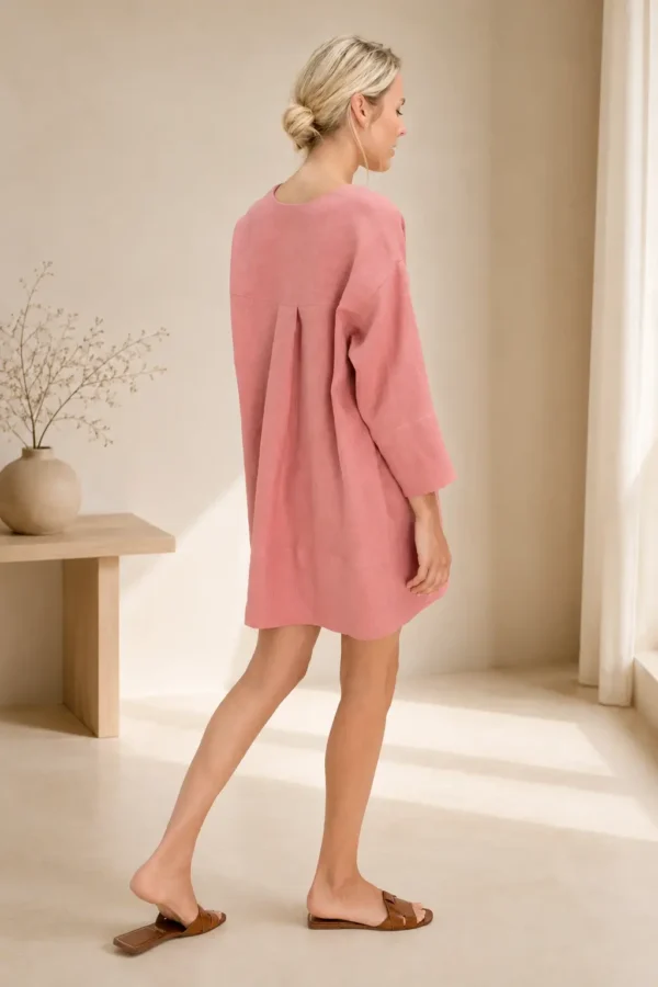 Loose Fit Linen Dress in Woodrose