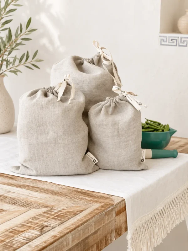 Linen Bread Bag in Natural