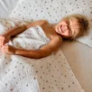 Floral muslin swaddle blanket – soft 100% cotton with brown flower print, breathable newborn blanket, handmade in Lithuania