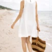 Linen dress back detail – natural 100% linen women's dress