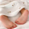 Floral muslin swaddle blanket for baby girl – soft cotton blanket with flower print, handmade in Lithuania