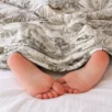 Muslin swaddle blanket jungle print – soft 100% cotton, taupe grey, gender neutral newborn blanket, handmade in Lithuania