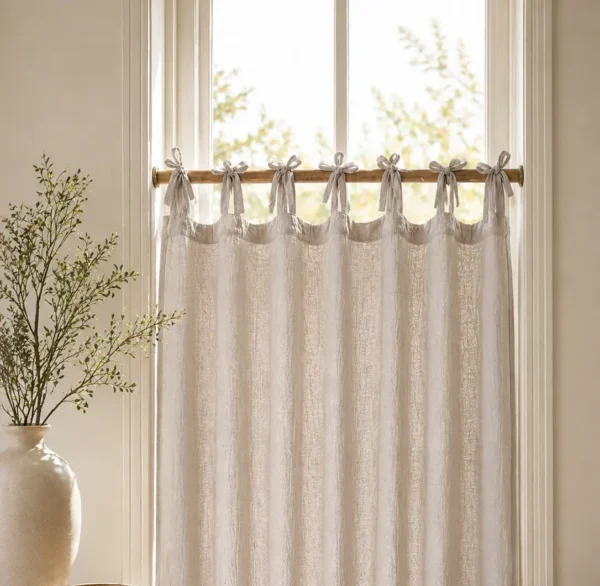 Long Muslin Curtain with Tie Top – Many Colors