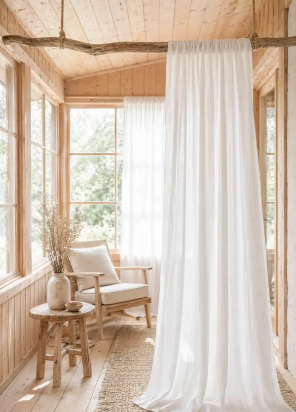 Long Muslin Curtain with Rod Pocket – Many Colors