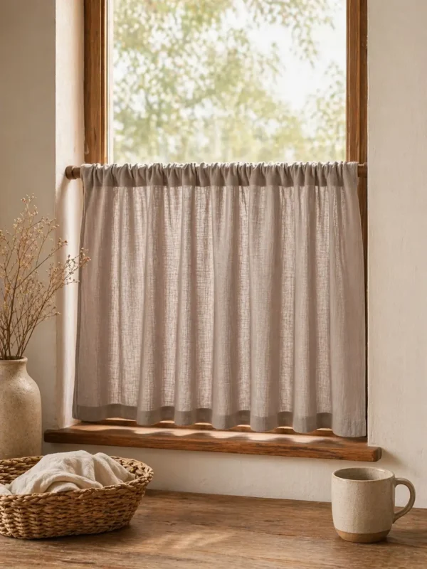 Beige Muslin Café Curtain