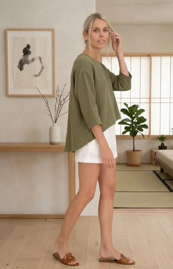 Oversized muslin gauze blouse