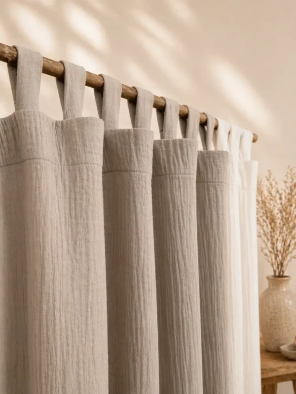 Long Muslin Curtain with Tab Top – Many Colors