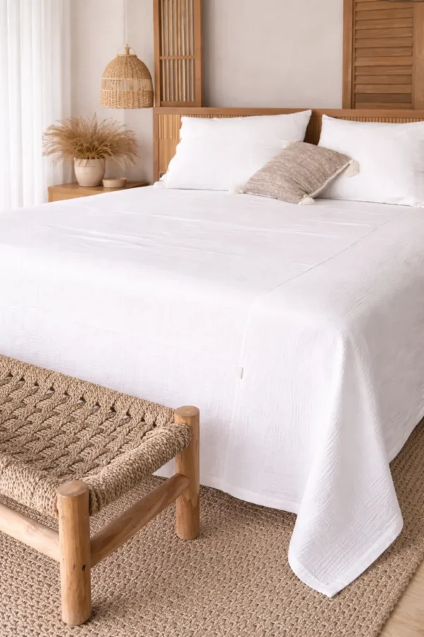 White Muslin Gauze Bedspread
