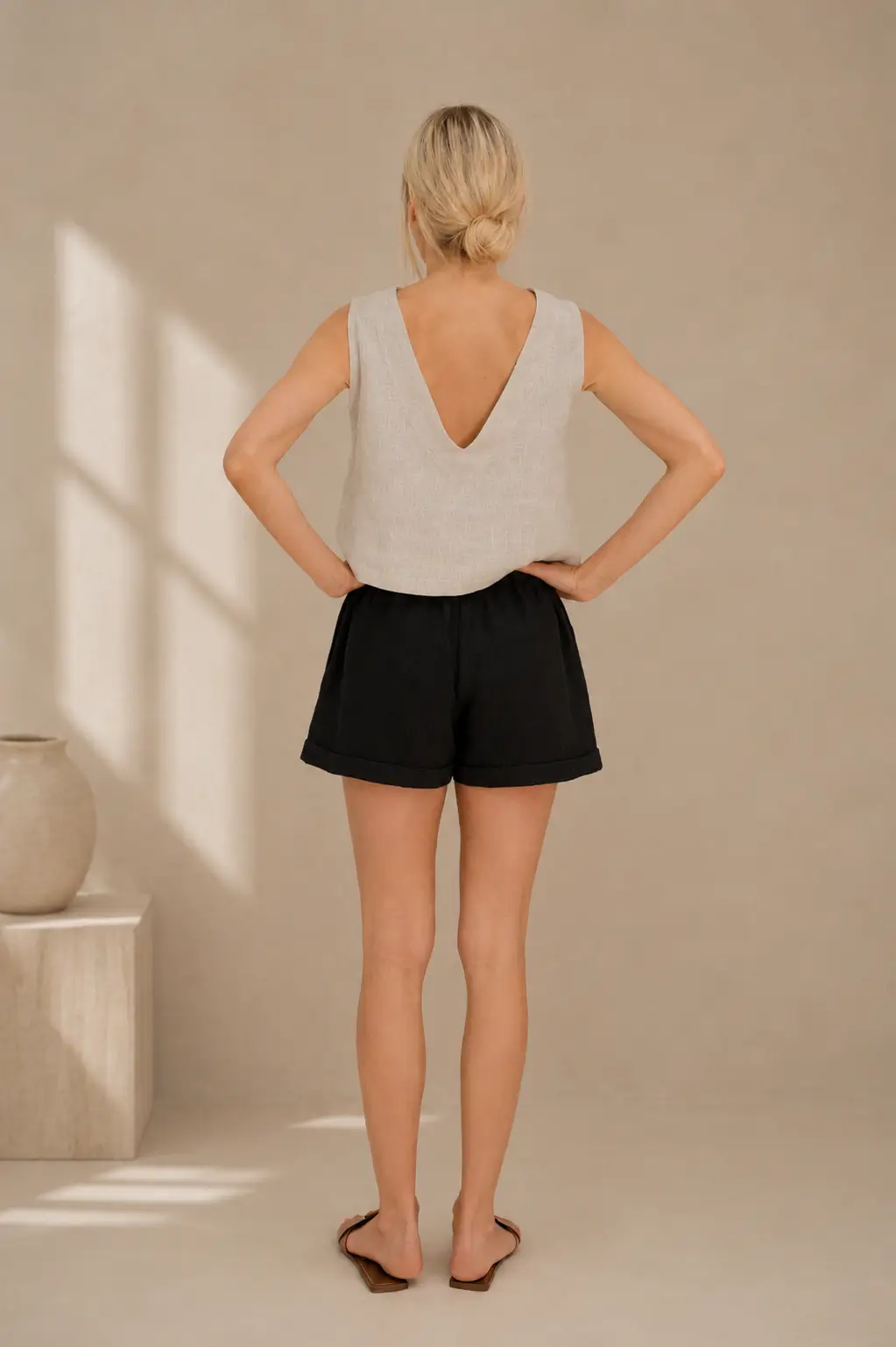 Black muslin gauze shorts – soft breathable 100% cotton summer shorts