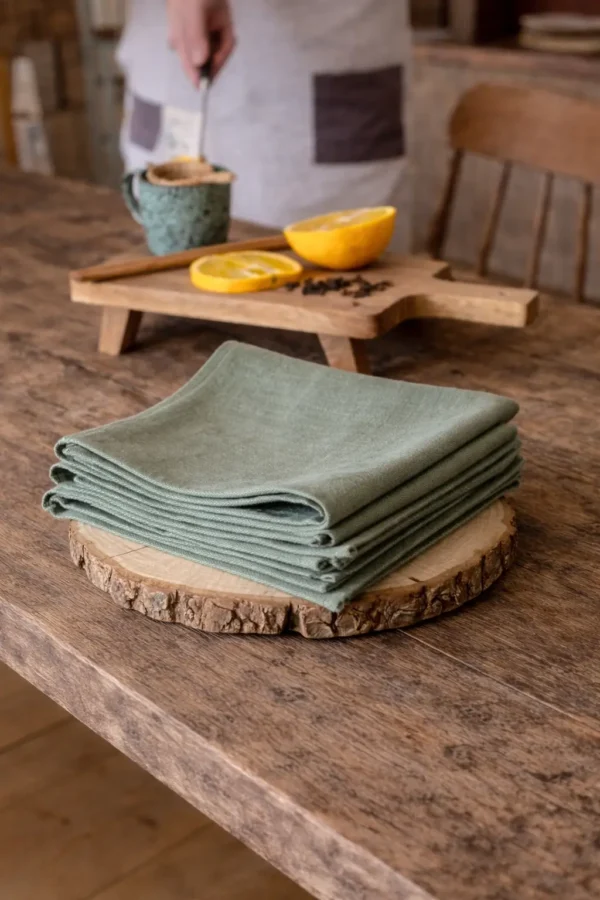 Linen Napkin Set of 2 in Green